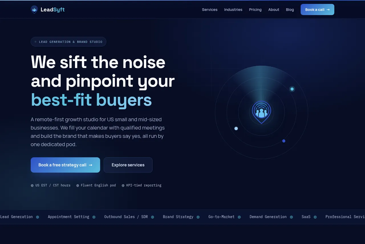 LeadSyft project screen, Marketing Platform for a B2B Lead Generation Studio